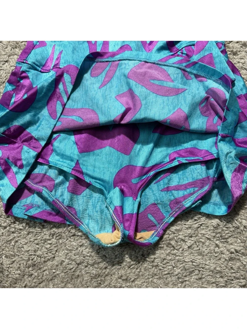 VTG Maxine of Hollywood Women Swim Dress One Piece Blue Purple Floral Size 8
